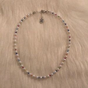 pearl & rainbow necklace😻✨ handmade!!